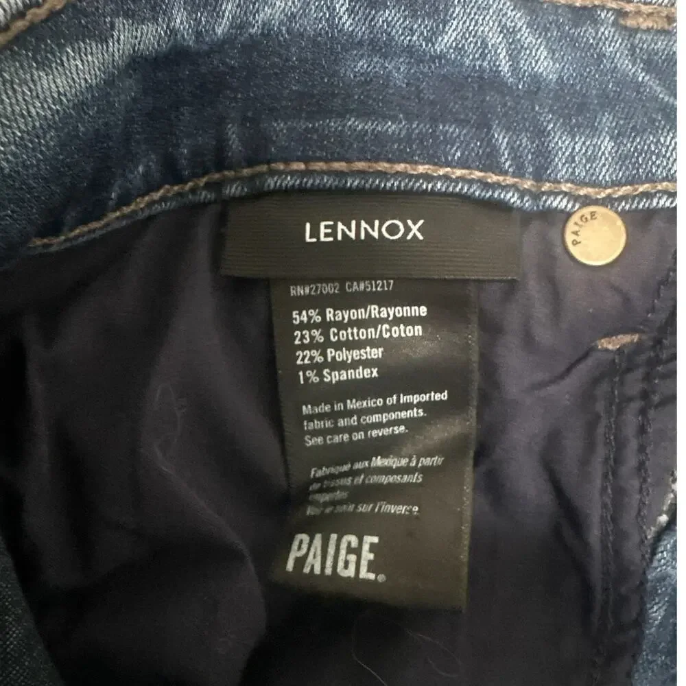 Paige Lennox Slim Straight Men's Jeans Size 29 Dark Wash Stretch Denim Casual
